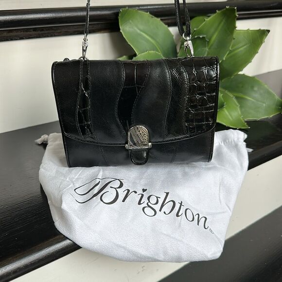 Brighton, genuine, leather cross Crossbody shoulder handbag purse with dust bag - Picture 1 of 12